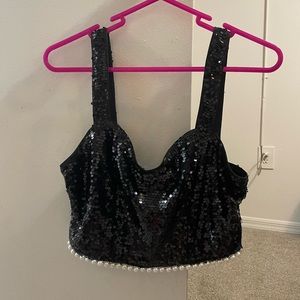 Shein sequin black strap top